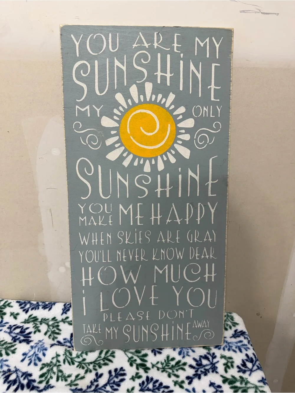 You Are My Sunshine Wooden Wall Sign - Gray and Yellow